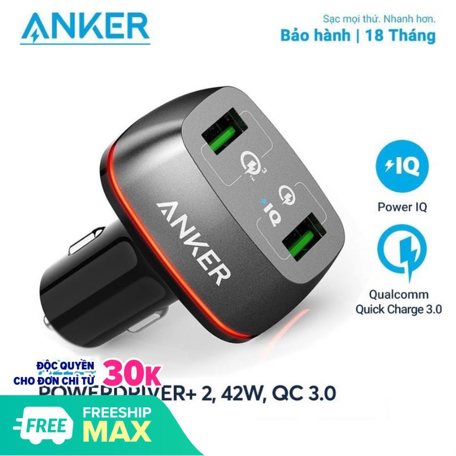 Sạc điện thoại trên ô tô anker a2224