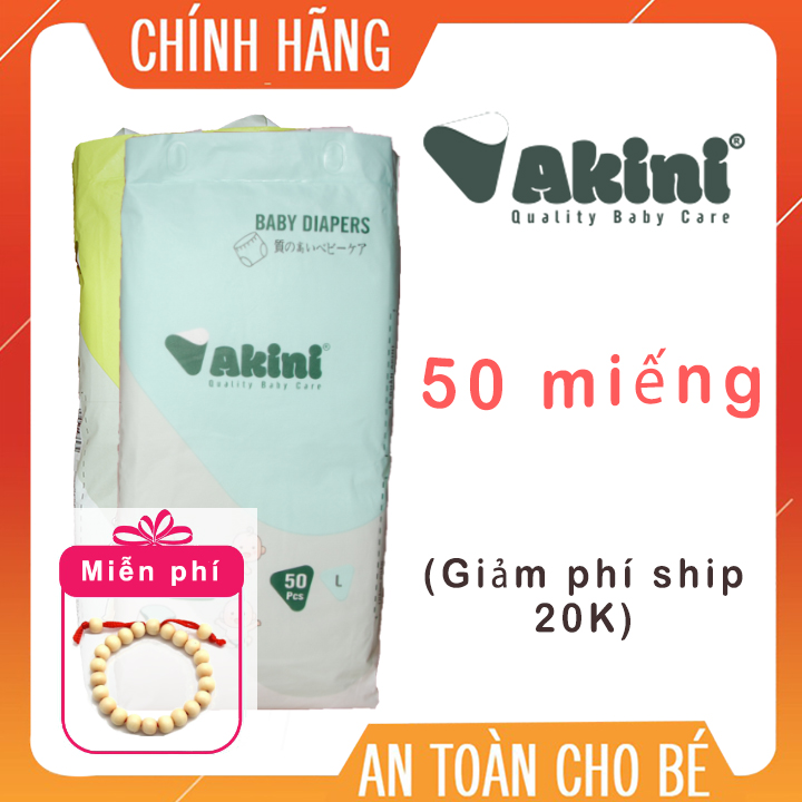 [Giảm 20K vận chuyển + quà] 50 miếng bỉm quần AKINI cho bé đủ size- mỏng mềm (tặng 2 miếng lẻ + vòng dâu tằm)