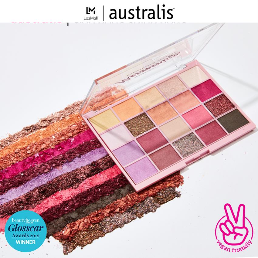 Bảng phấn mắt 20 màu ánh nhũ dạng lì Australis Mesmerize Eyeshadow Palette 20g-Hàng Úc Chính Hãng