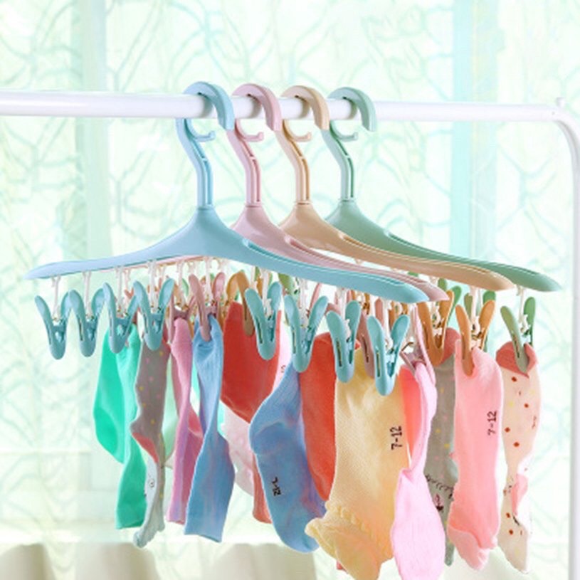 Móc phơi đồ, móc treo 8 kẹp chống bay - móc kẹp đồ