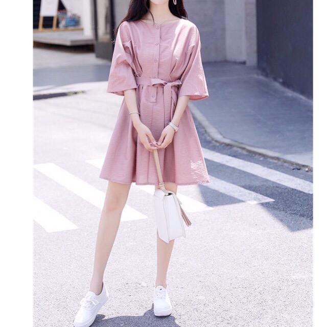 Pinky Dress - Đầm nữ hồng hai kiểu cột nơ Kèm ảnh thật
