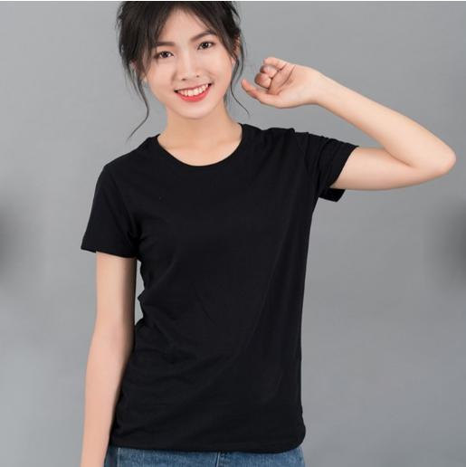 Áo thun nữ tay ngắn cotton basic màu đen