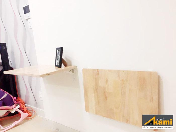 Bàn gấp treo tường thông minh 40x60cm gỗ tự nhiên bản lề chịu tải 60kg