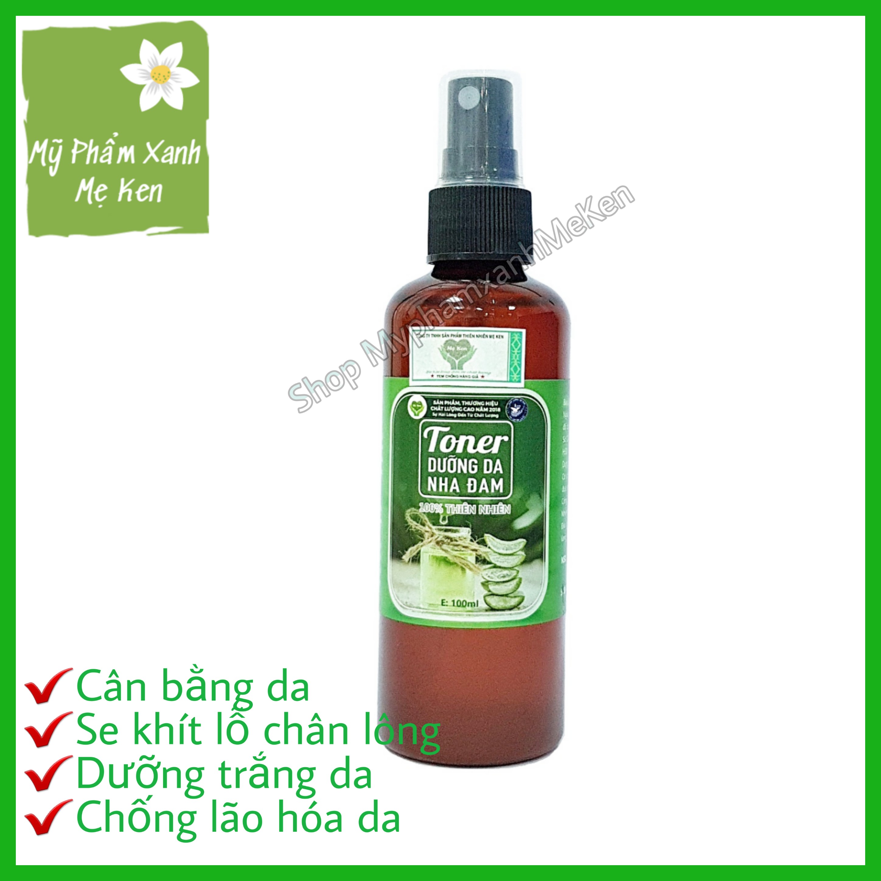 Toner nha đam Mẹ Ken làm sạch sâu da, se khít lỗ chân lông, cân bằng độ ẩm, da sáng hồng, chống lão hóa da – 100ml