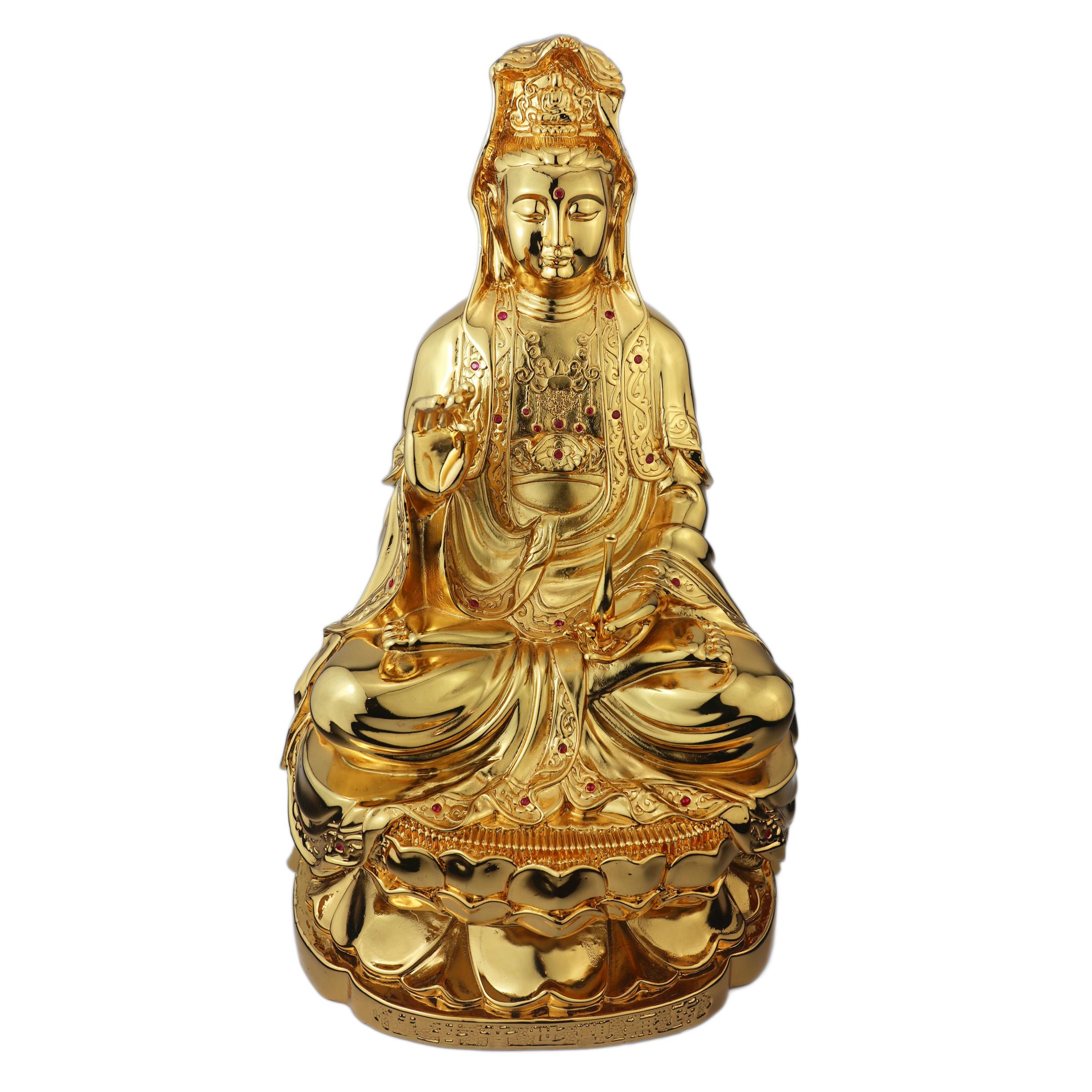Quà tặng phong thủy: Tượng Phật Bà Quan Âm mạ vàng 24k