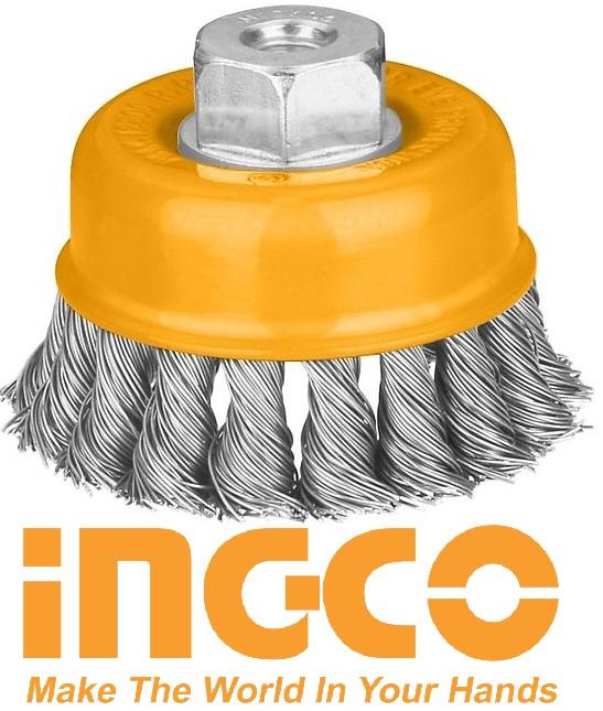 Chén cước xoắn 100mm 4inch wire cup brush ingco wb21002