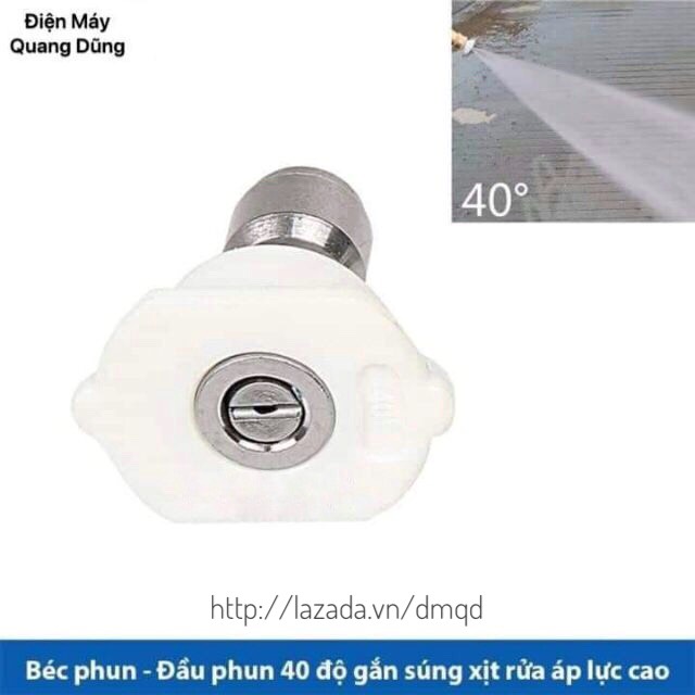 Béc phun - Đầu béc 40 độ gắn vòi xịt rửa của máy rửa xe áp lực cao - Ren nối nhanh 1/4 inch (Trắng)