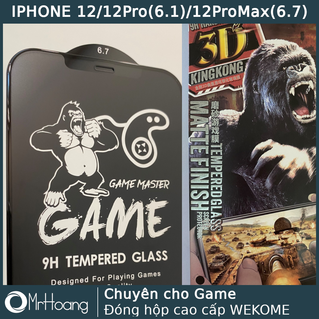 [Cho Game thủ] Kính cường lực Iphone 12, 12Pro, 12Promax 3D chống Vân cho Game thủ cao cấp Wekome (Miếng Dán màn hình Cường Lực Iphone 12, 12 Pro, 12 Promax)