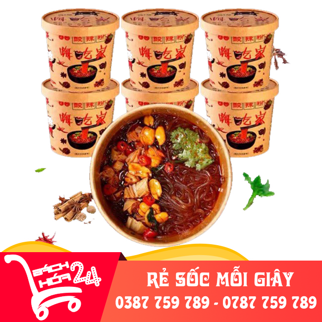 【Thùng 6 Hộp】 Miến Chua Cay Trùng Khánh THƯƠNG HIỆU TM - Mỳ Cay Trùng Khánh Nắp Trắng - Miến Lạnh Chua Cay Ăn Liền Nội Địa Trung Quốc【Bách Hóa 24】
