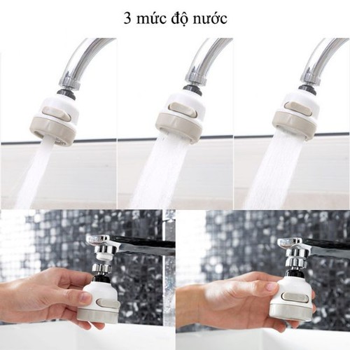 Đầu vòi tăng áp xoay 360 độ với 3 chế độ nước, rữa chén bát