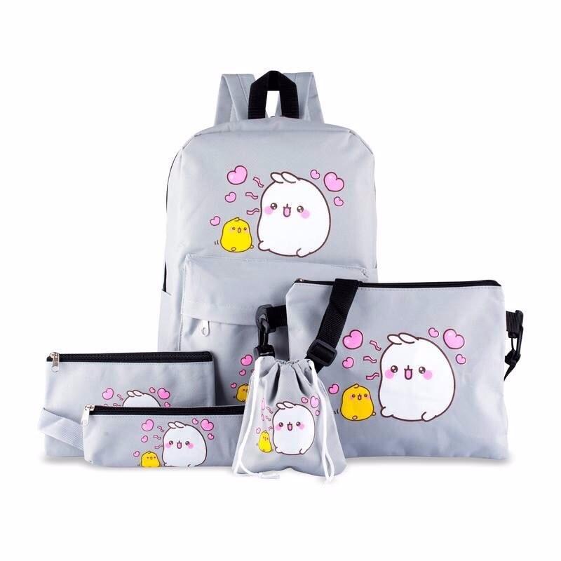 [HCM]Set Balo 5 trong 1 thời trang đi học đi chơi gà con GIÁ RẺ siêu cute (Màu xám ghi)
