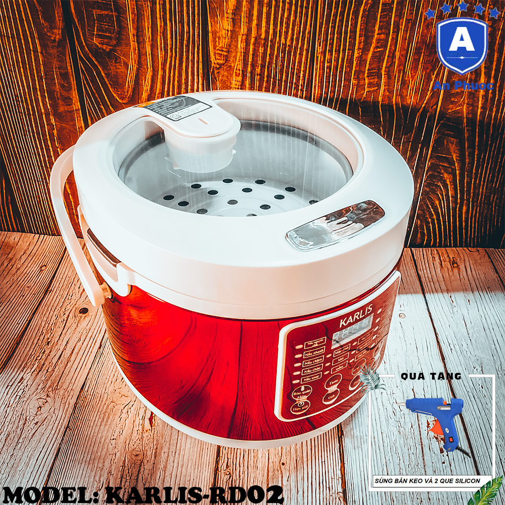 Nồi cơm điện tử đa chức năng karlis rd02 | dung tích 1.8l | công suất 860w | bảo hành chính hãng 12 tháng | tặng máy bắn keo silicon
