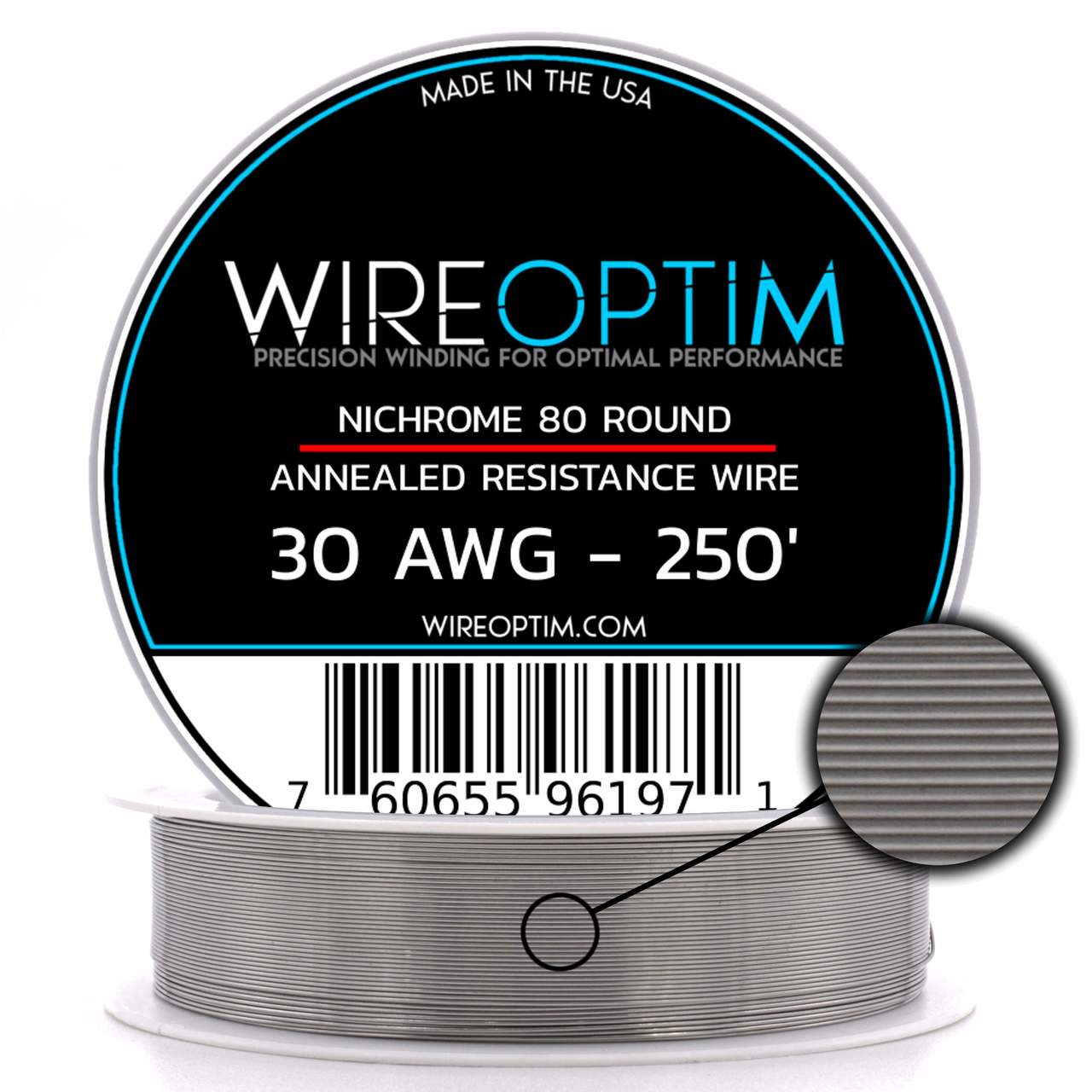 Dây điện trở Ni80 WIREOPTIM USA 250ft 76m, dây điện trở sinh nhiệt Nichrome80 Ni80 cao cấp Mỹ , dẫn nhiệt toàn phần, dây điện trở đa chức năng