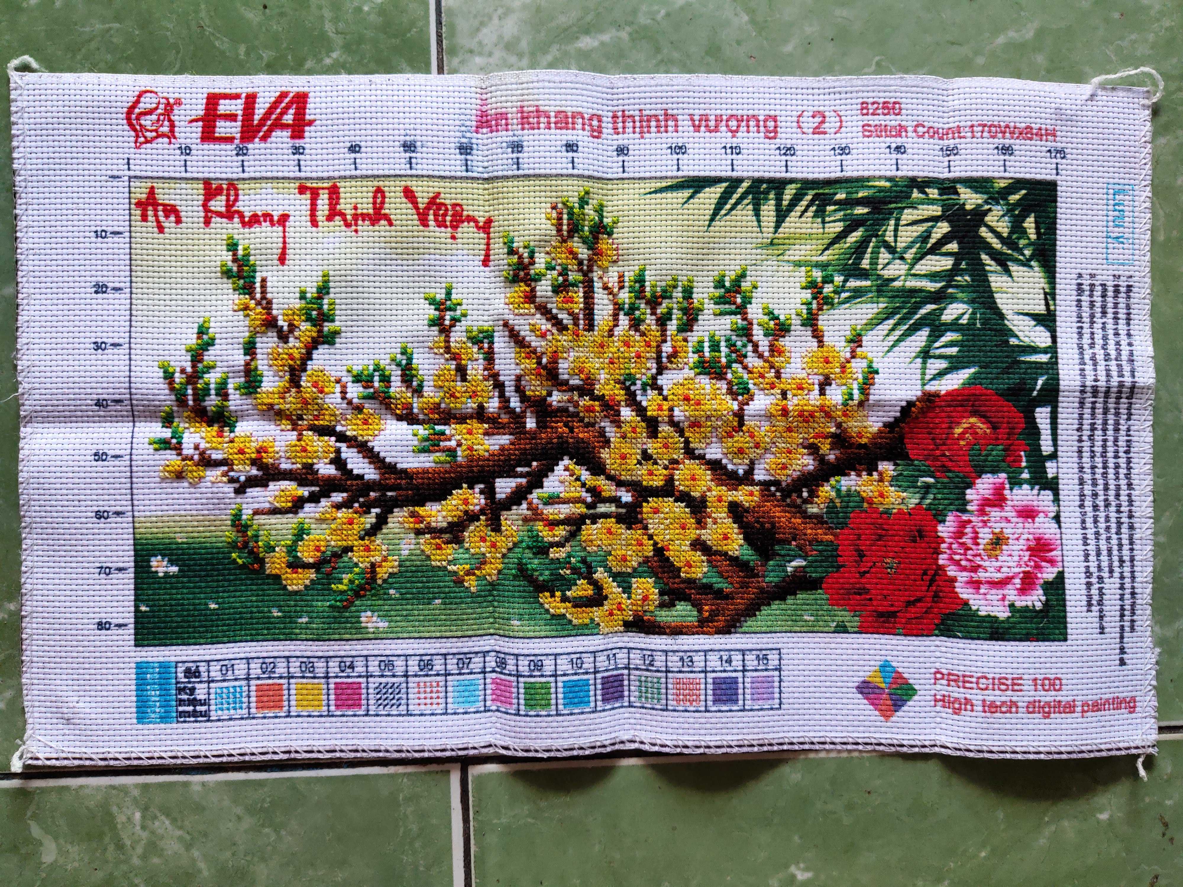 Tranh thêu chữ thập an khang thịnh vượng , tranh 3D EVA, 45x27cm