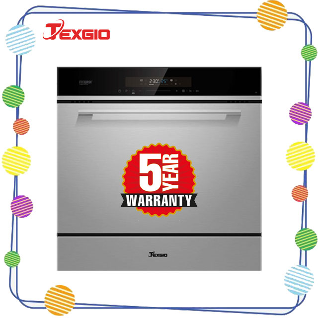 Texgio dishwasher tg h595dt08s, 8 place settings, free shipping, touch control, silver colour, luxury