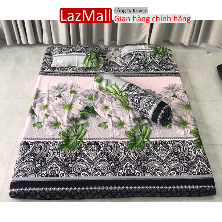 Bộ ga gối kèm vỏ gối ôm 4 món,vải cotton poly họa tiết cúc đá Sunzin Kho chăn ga gối, ga giường, drap giường
