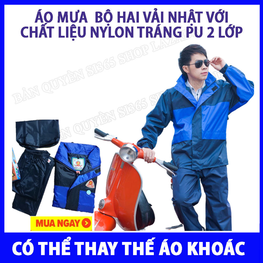 Áo mưa đi xe máy, áo mưa, ao mua bộ 2 lop cao cấp - Bộ quần Áo Mưa 2 Lớp Vải Dù Cao Cấp Siêu Bền ,Đa Công Dụng
