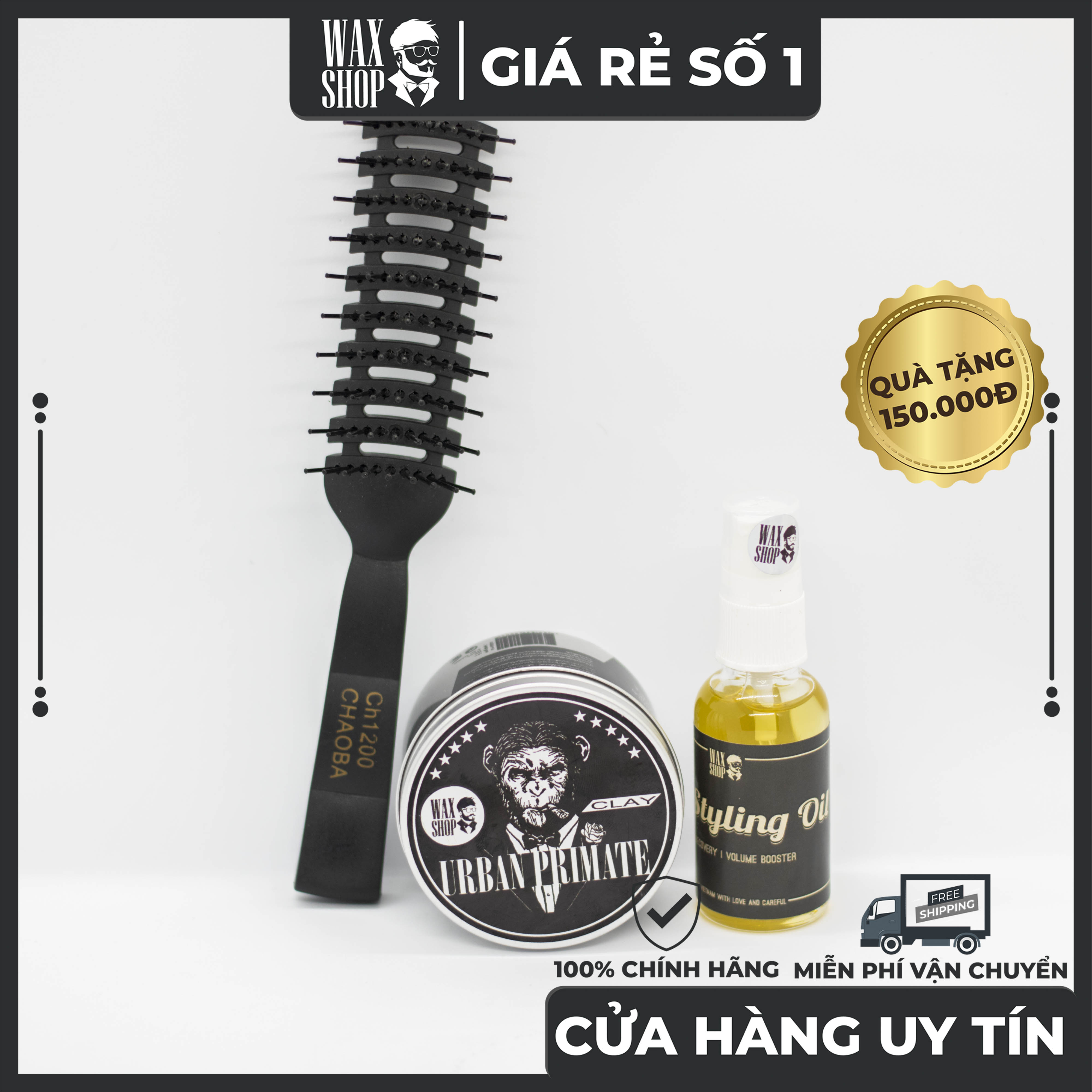 Sáp vuốt tóc urban primate clay - thái lan ⚡⚡ siêu giữ nếp tóc tới 24 tiếng tặng kèm pre-styling oil và lược