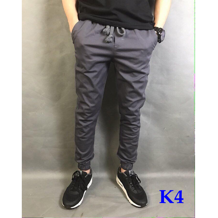Quần Jogger Kaki Co Giãn Phối Khóa Zip Chất Vải Xịn Ảnh Thật