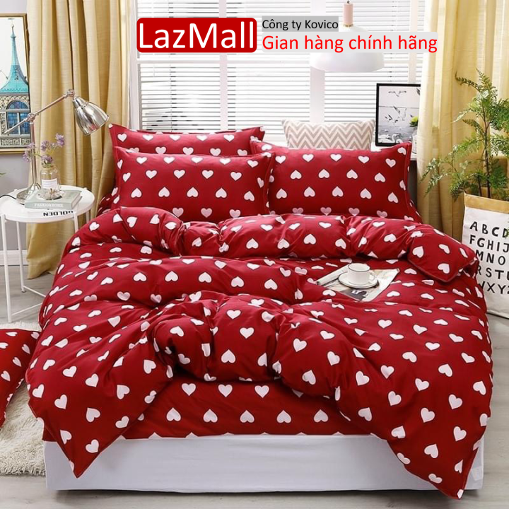 Ga trải giường,Drap ga giường vải cotton poly,đủ kích thước mẫu tim đỏ Sunzin Kho chăn ga gối, ga giường, drap giường