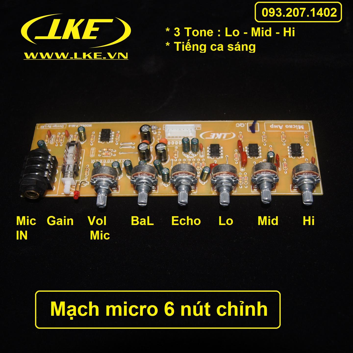 [HCM]Mạch micro 6 nút chỉnh LKE