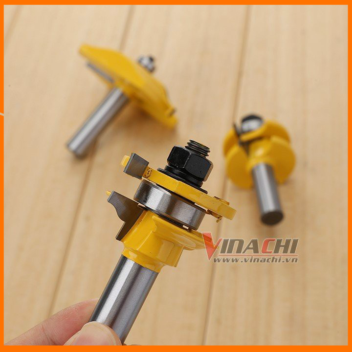 Bộ 3 mũi làm tủ bếp vàng 1704 - bộ 3 mũi làm tủ bếp vàng 1704 vinachi chuyên dùng để làm mộng tủ bếp và huỳnh ván tủ