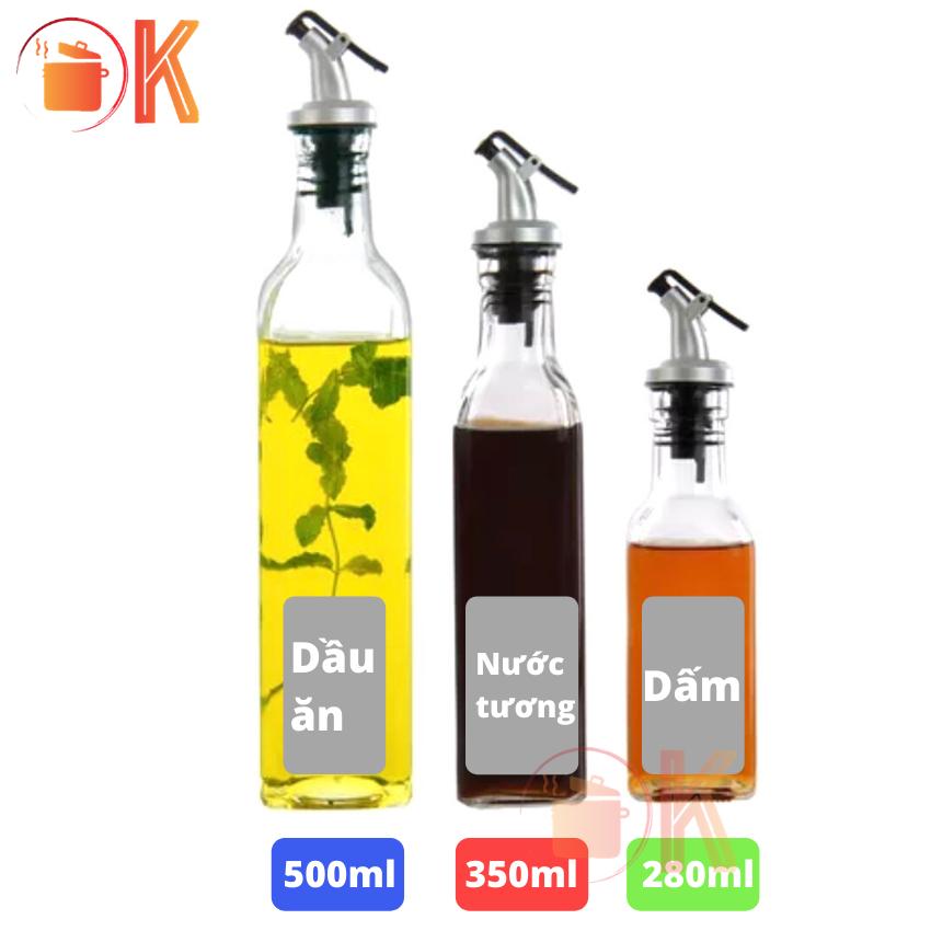 [HCM](Trọn Bộ 3) Chai đựng dầu ăn - Bình rót dấm nước tương nước mắm mật ong Dung Tích 500ml 250ml 250ml TP-C042