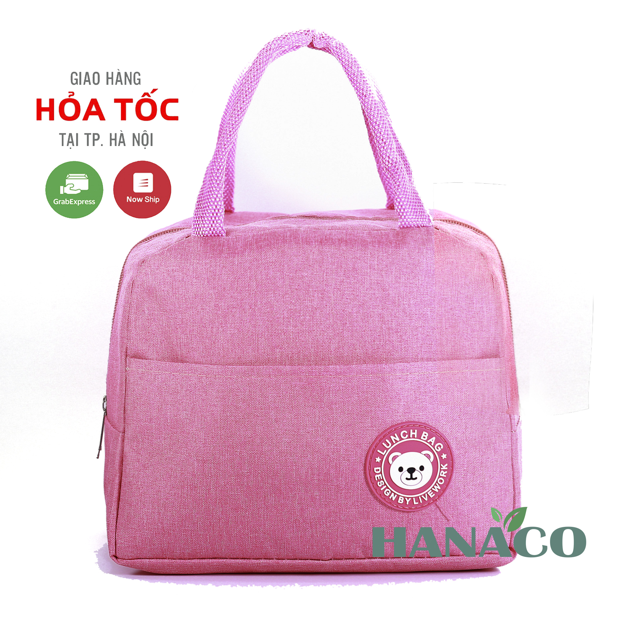 Túi vải đựng cơm trưa văn phòng giữ nhiệt LUNCH BAG có khóa kéo cao cấp đựng sữa hạt, đồ ăn dặm cho bé - Hanaco