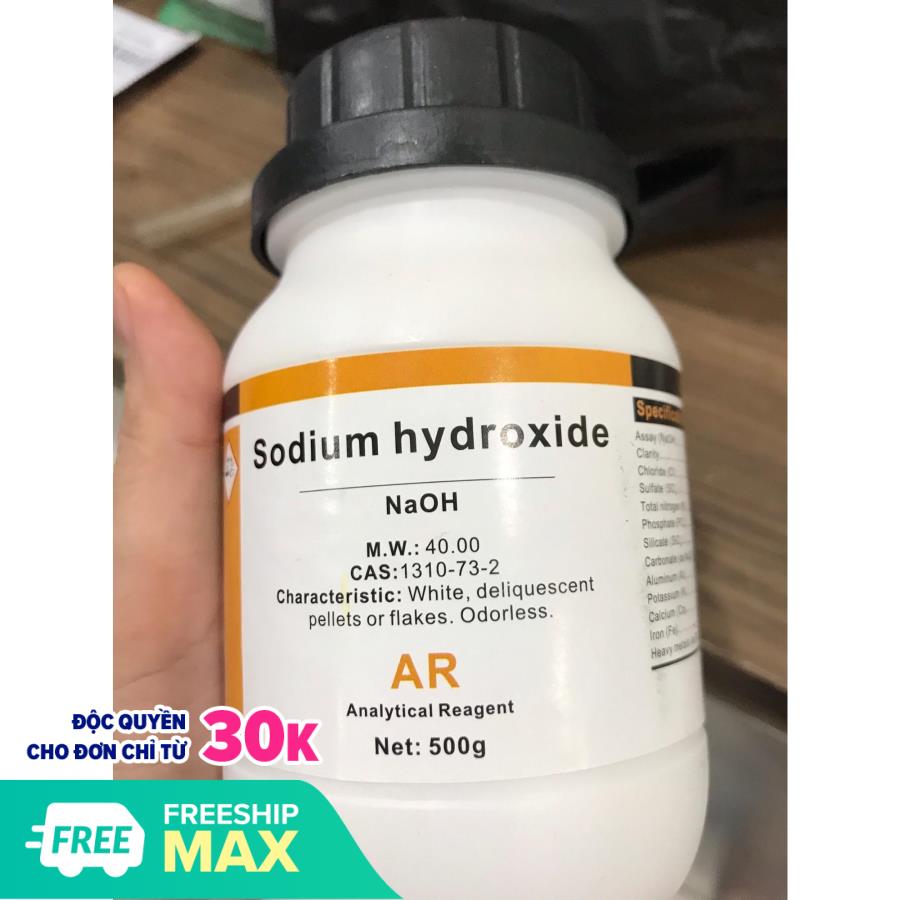 NaOH natri hydroxit Xilong xút vảy lọ 500g (bột) CAS 1310-73-2