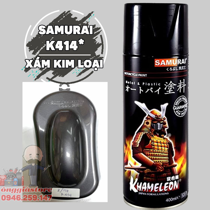 SƠN SAMURAI MÀU XÁM KIM LOẠI K414