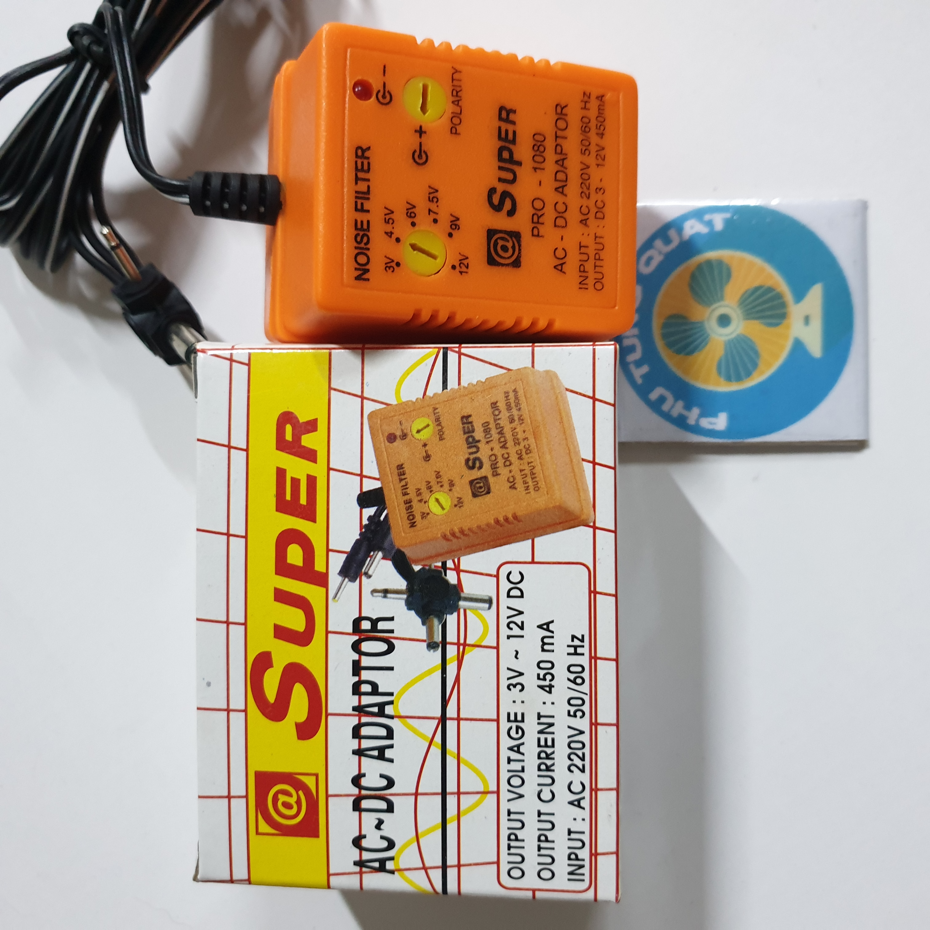 Adaptor AC DC 450mA - điện 3v 4.5v 6v 7.5v 9v 12v cho máy phun săm radio sạc đa năng adapter