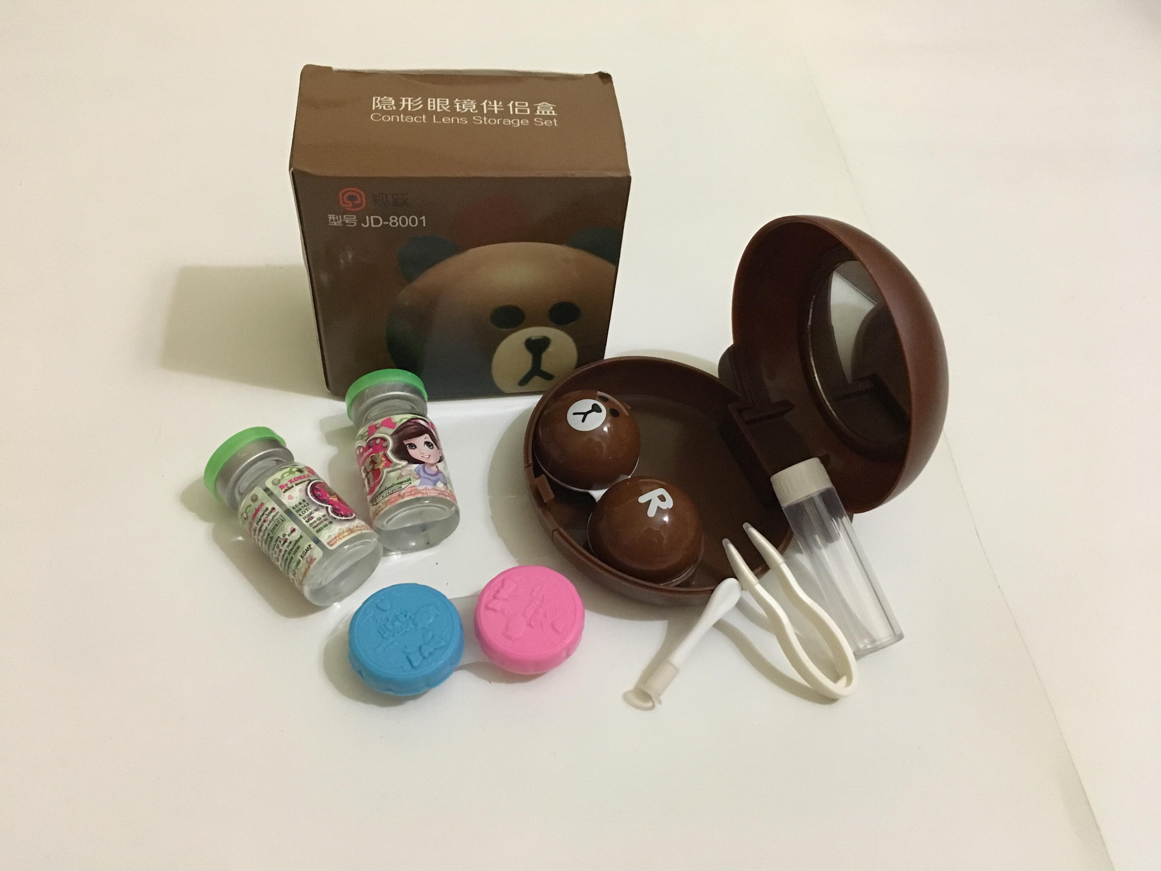 Lens mắt - kính áp tròng ( Lens sử dụng 1 năm + 1 khay THÚ (Gấu, thỏ , vịt) Được chọn mẫu và chọn khay thú, đủ size, đủ mẫu, lens 0 độ và lens cận