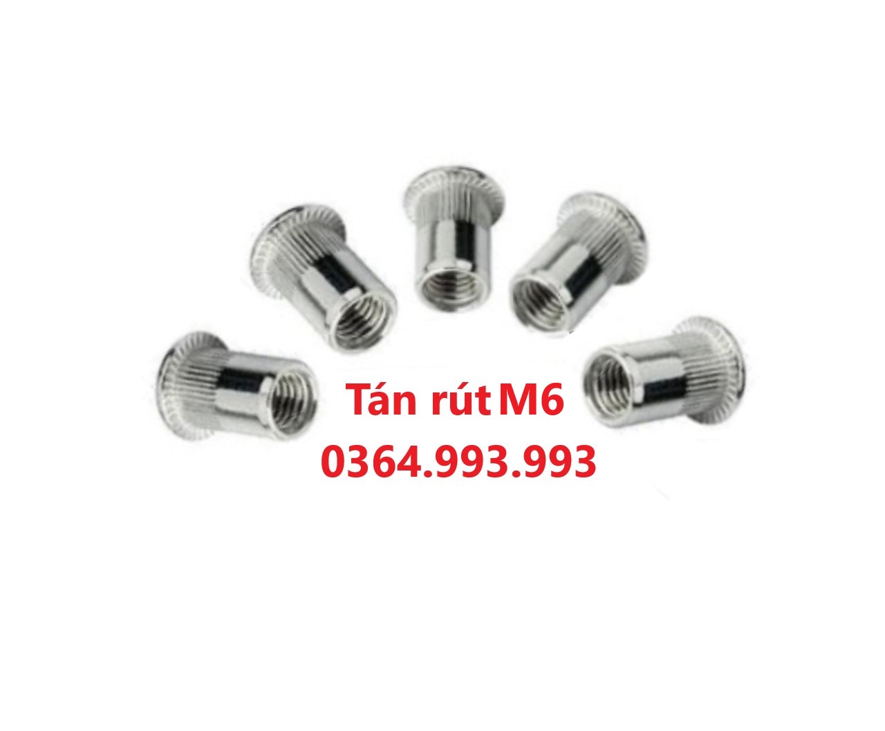 Gói 100 cái Tán rút M6/Ecu rút M6/Đinh tán rút M6. Chất liệu: Mạ kẽm