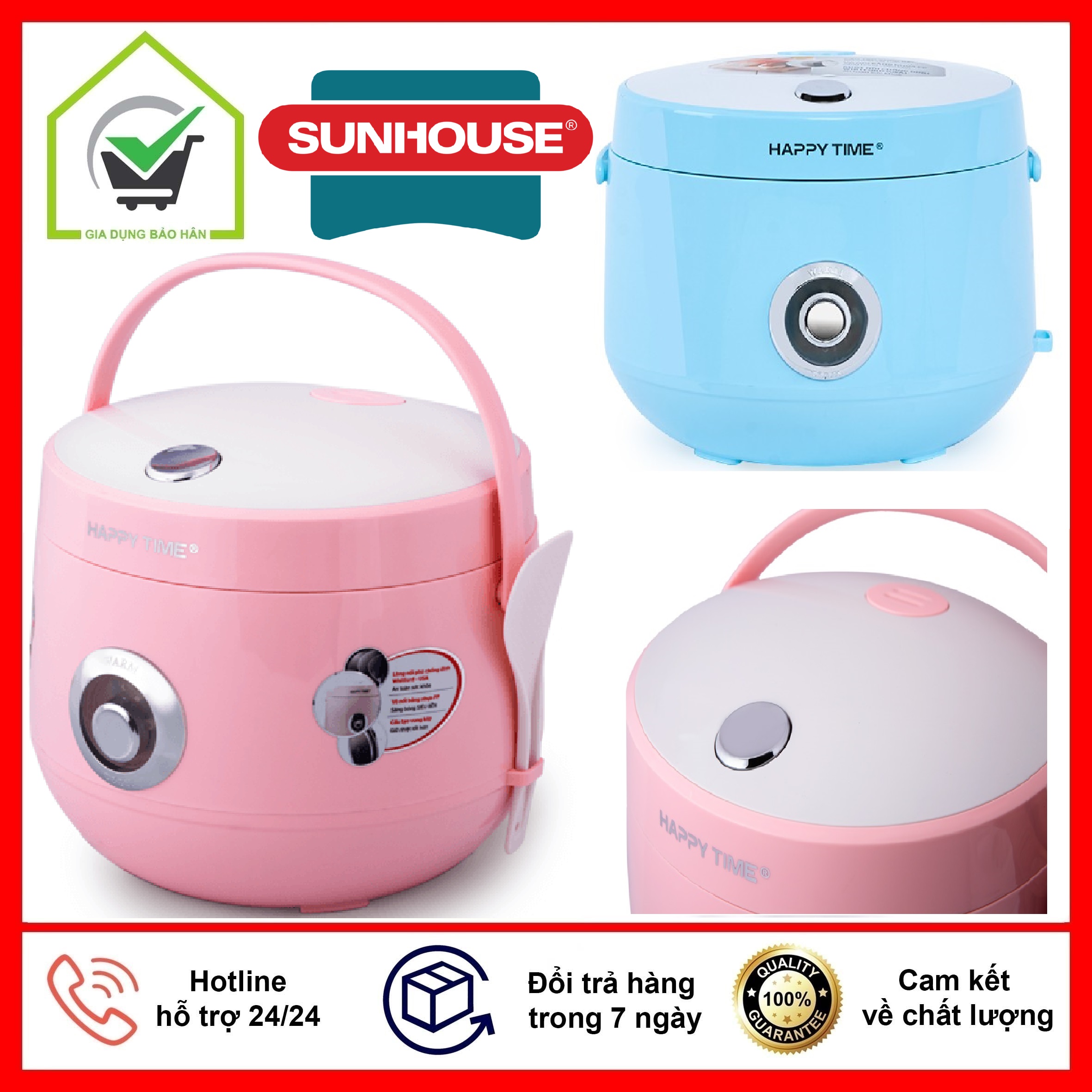 Nồi cơm điện sunhouse happy time 2 dung tích 1.2 lít - 1.8 lít