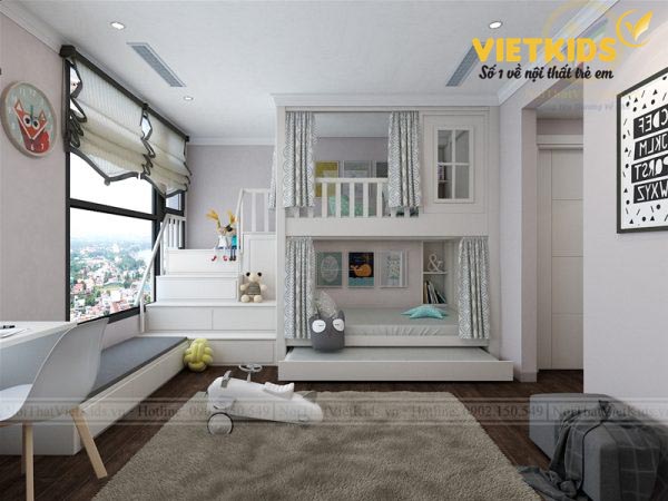 Giường tầng trẻ em đẹp đơn giản, tinh tế – GTN.016