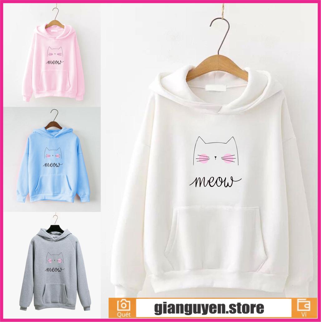 Áo Khoác Nữ Chất Nỉ Dạng Áo Hoodie Cổ Trồng In Hình Kute Phù Hợp Mặc Nhà Giữ Ấm, Chống Nắng Nam Nữ Đều Mặc Đẹp