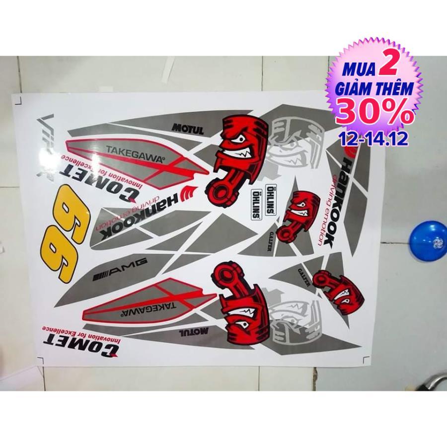 Tem xe luvias pitong xám đỏ dán xe trắng