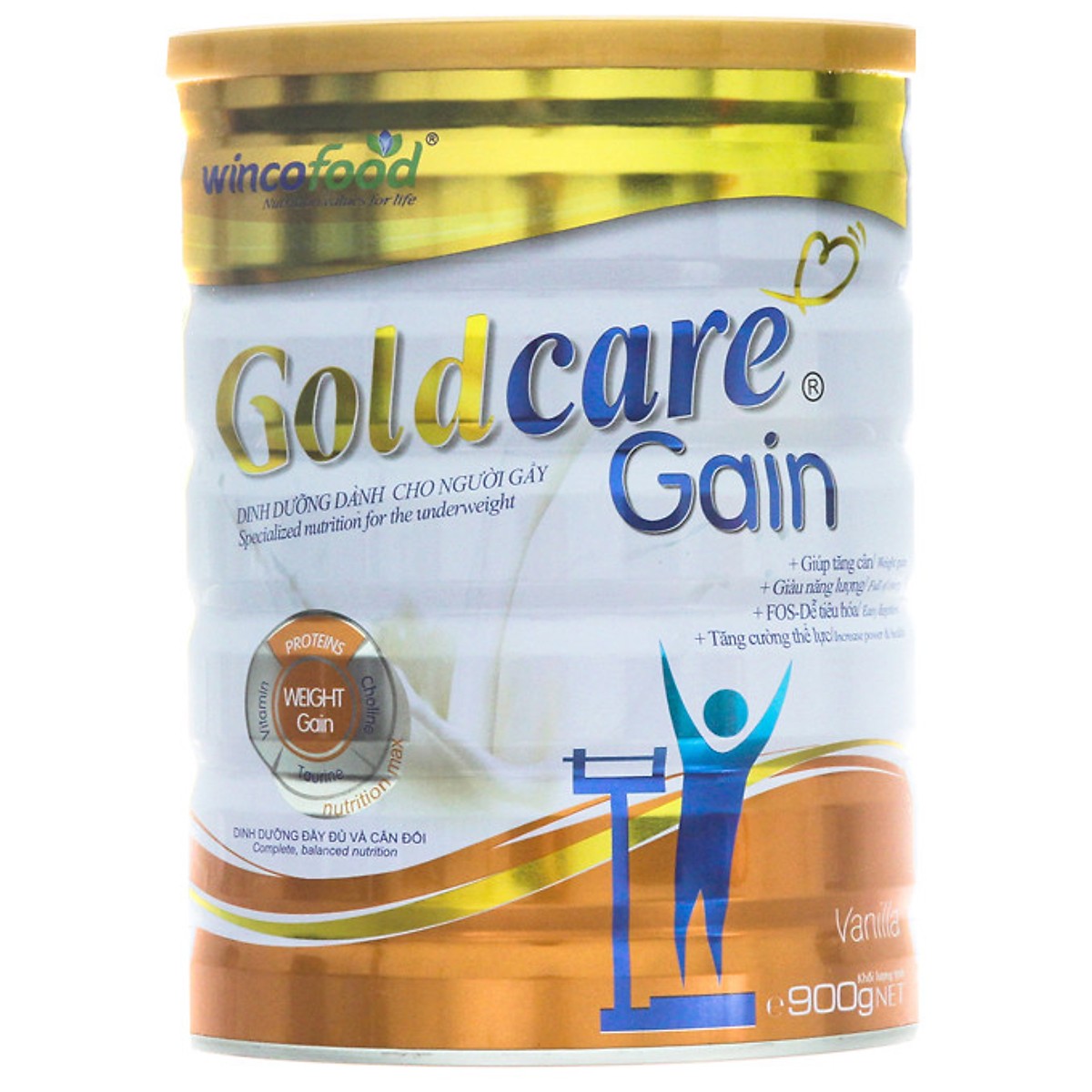 Sữa bột Goldcare Gain dinh dưỡng cho người gầy lon 900g