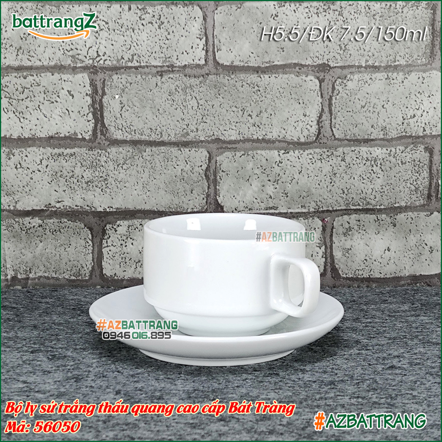 [Ảnh thật] Ly tách cafe sứ men trắng thấu quang gốm sứ cao cấp Bát Tràng AZ