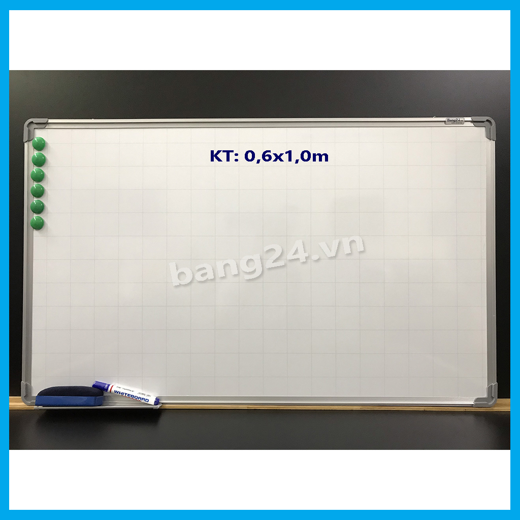 Bảng Từ Trắng - Bảng Viết Bút Lông - White Board, KT: 0,6x1,0m (Tặng kèm1 khay để bút,1 bút dạ, 1 xóa bảng và 6 viên nam châm)
