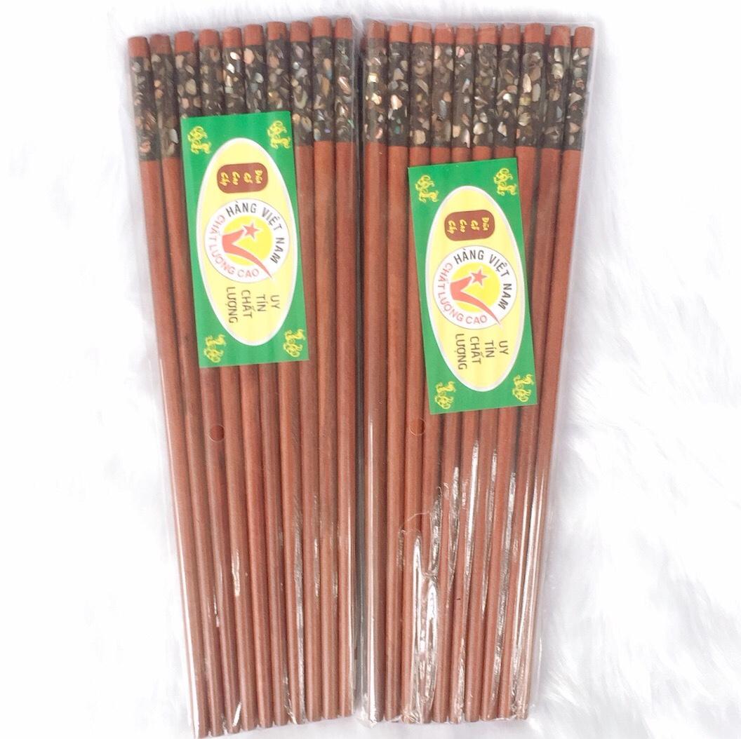 Bộ 10 đôi đũa gỗ hương khảm trai