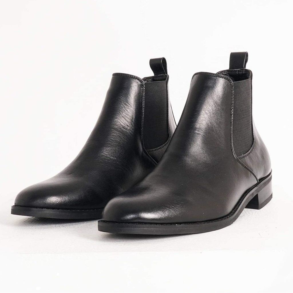 [XẢ] Giày Nam Chelsea Boot Cao Cổ Cao Câp - Da Bò Thật Trơn Xịn Không Nhăn Màu Đen
