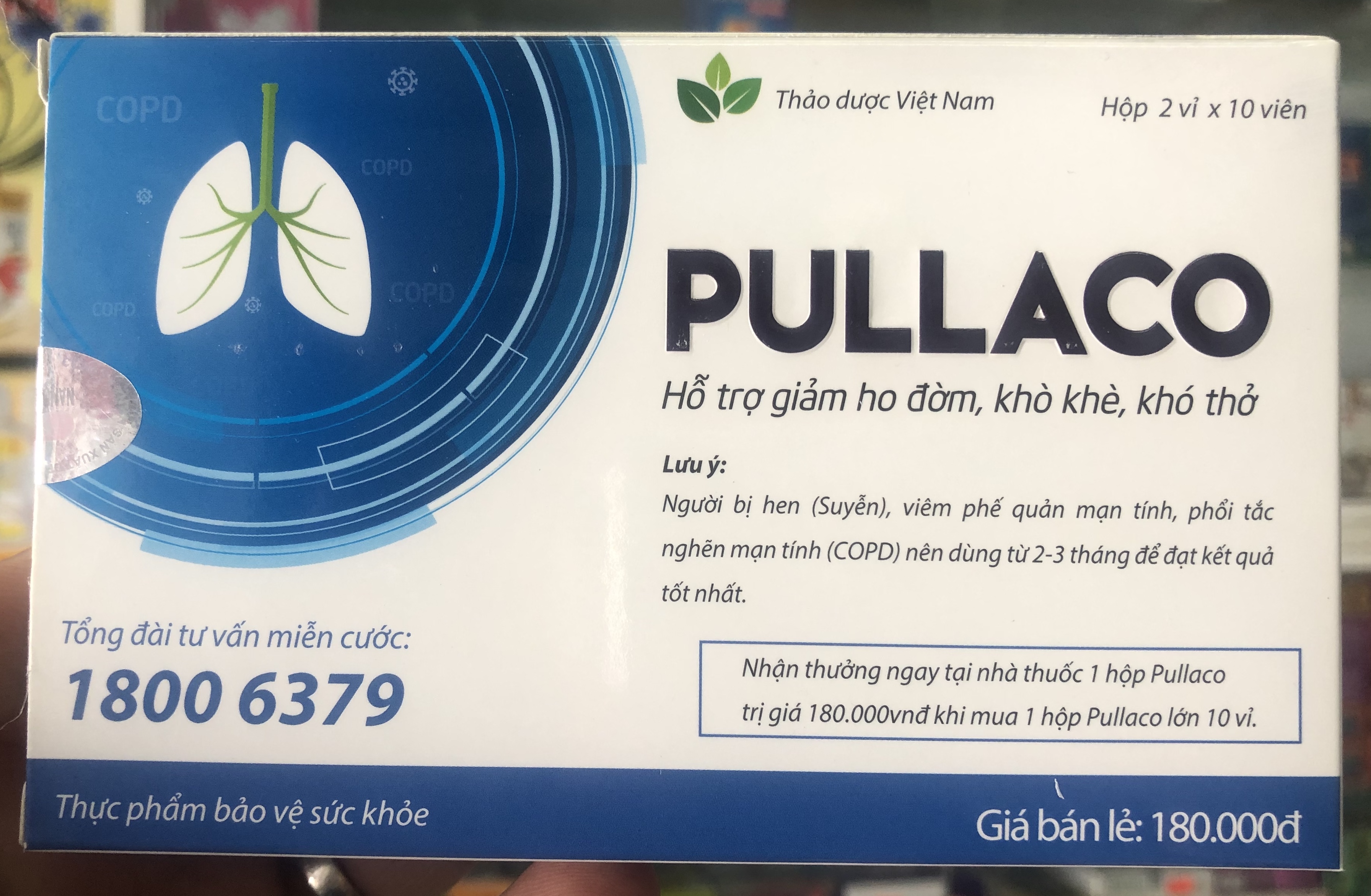 PULLACO - 20 viên - hỗ trợ giảm ho đờm khò khè khó thở