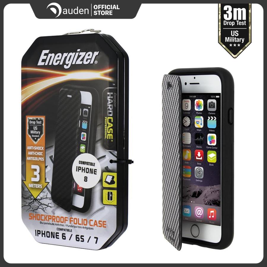 Bao gập Energizer vân Carbon chống sốc 3m cho iPhone 6/6s/7/8 - ENBOUL3MIP7CB