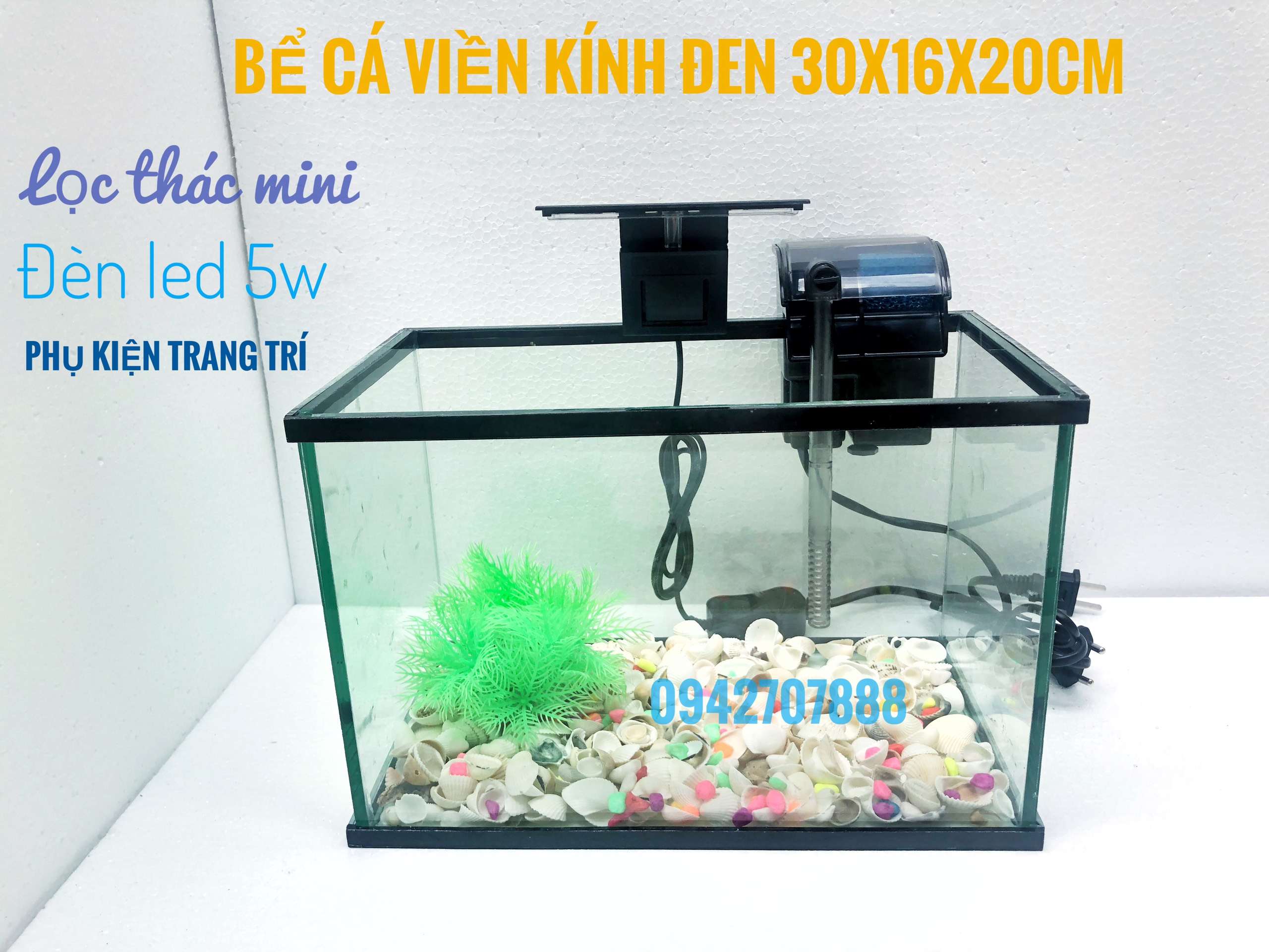 bcx Trọn bộ bể cá cảnh 30x16x20cm DRC (về chỉ thả cá)