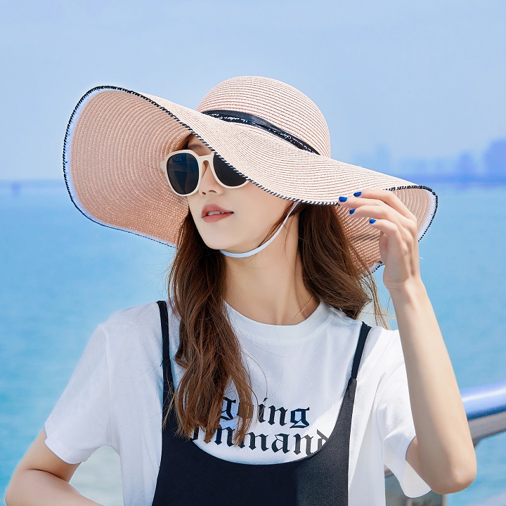 Nón nữ rộng vành thắt nơ đi biển siêu sang