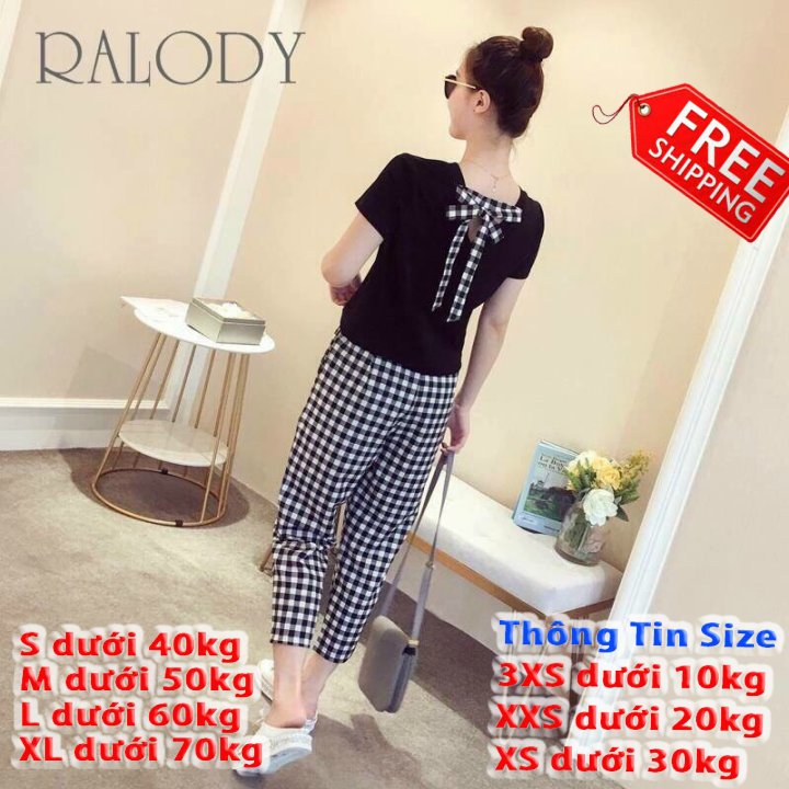 [HCM]Bộ đồ áo thun trơn kèm quần caro mix đồ thể thao in chữ chất da cá siêu xinh đi chơi dạo phố đẹp mtb