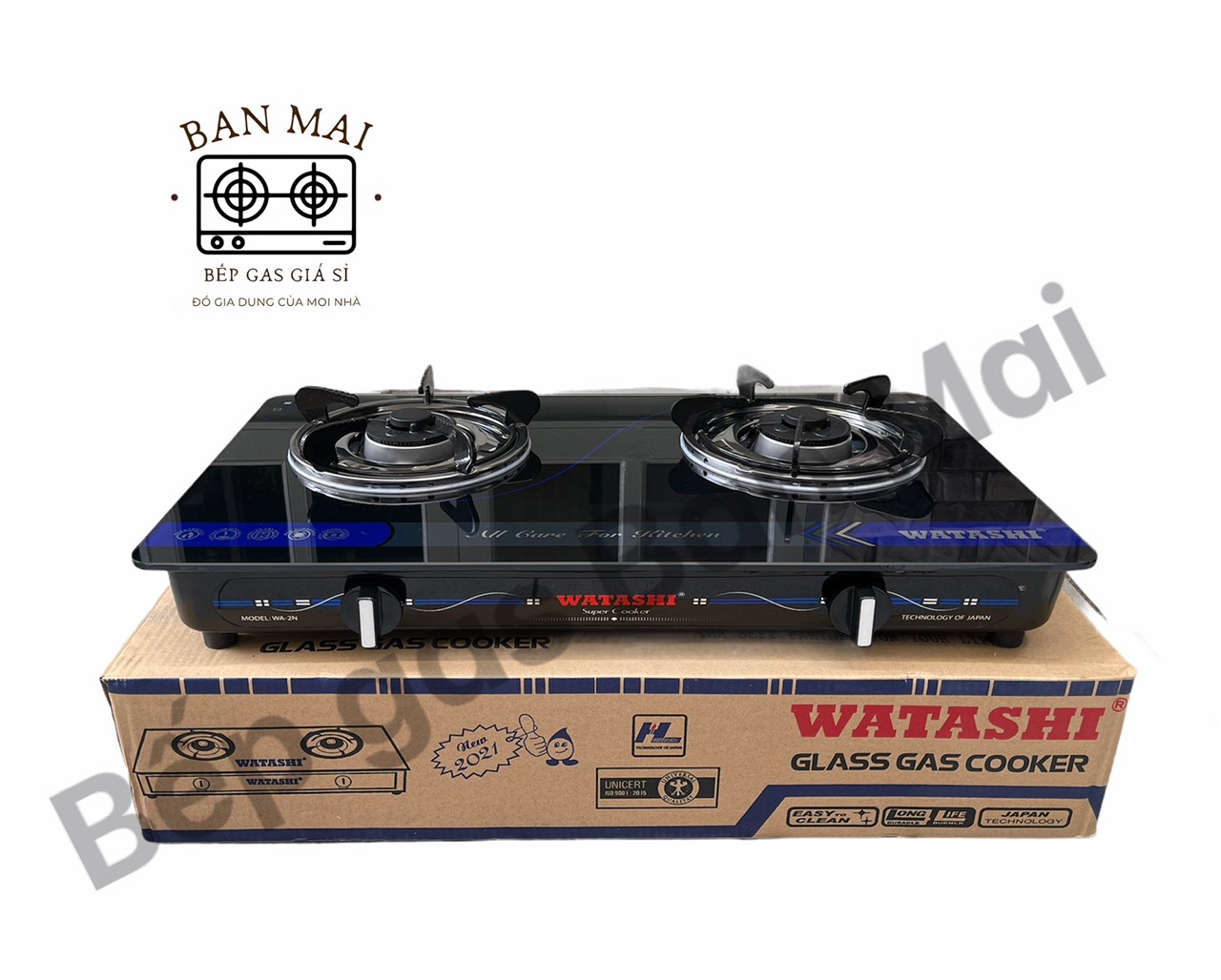 Bếp gas đôi mặt kính Watashi 2N - Hàng chính hãng