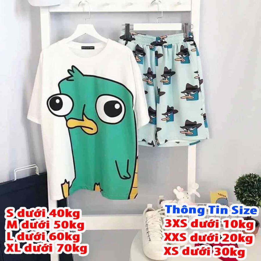 Set thun bộ nữ mẫu in thú mỏ vịt cá tính cho nàng giá rẻ
