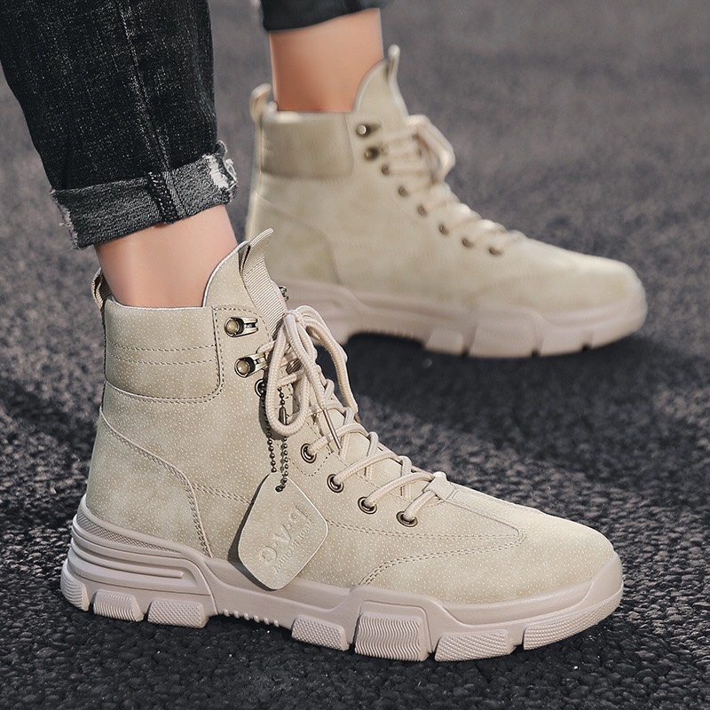 Giày Cao cổ nam da lộn khóa đinh cực đẹp - Giày nam phong cách bụi